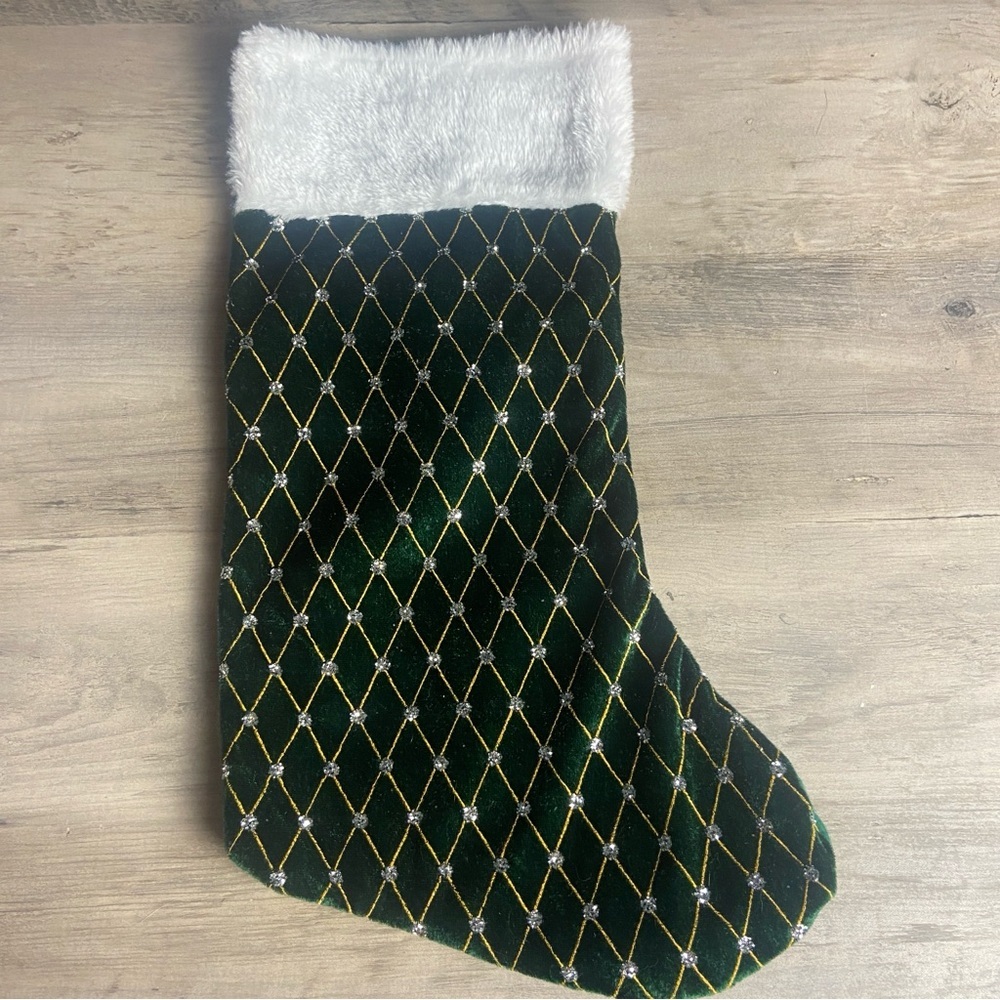 Christmas House Green Christmas/Holiday Hanging Stocking